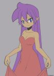  1girl 4foresight1 dress earrings grey_background jewelry looking_at_viewer pointy_ears red_dress shantae shantae_(series) solo wayforward 