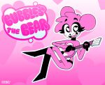  &lt;3 &lt;3_eyes absurd_res anthro bear bubbles_(rexon02) english_text freckles girly guitar hi_res looking_at_viewer male mammal multicolored_body musical_instrument open_mouth pink_body plucked_string_instrument rexon02 sitting solo string_instrument text toony two_tone_body 