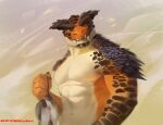  2022 5_fingers abs anthro black_body black_scales dragon fingers fish looking_at_viewer marine multicolored_body multicolored_scales navel orange_arms orange_body orange_hands pecs red8ean red_text scales scalie signature text 