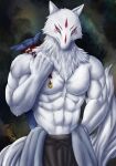  2021 abs absurd_res after_transformation anthro arctic_fox ayakashi bag biceps blue_eyes canid canine chibikoma clothed clothing deity digital_drawing_(artwork) digital_media_(artwork) fox fur ginji guardian hi_res kakuriyo_no_yadomeshi male mammal muscular muscular_anthro muscular_male neck_tuft pecs servant solo topless topless_anthro topless_male tuft white_body white_fur 