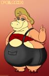  absurd_res anthro belly big_belly big_butt breasts butt clothing common_hippopotamus digital_media_(artwork) english_text female hat headgear headwear hi_res hippopotamid huge_butt huge_thighs mammal multicolored_body obese obese_anthro obese_female overalls overweight overweight_anthro overweight_female peach_(viroveteruscy) red_eyes solo text thick_thighs topwear two_tone_body viroveteruscy warning_cream_filled 