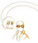  anthro bald blush brachiosaurid brachiosaurus clothed clothing dinosaur disembodied_head duo eyebrows eyewear faceless_character faceless_human faceless_male female hair human i_wani_hug_that_gator inco_(iwhtg) jacket liz_(iwhtg) long_neck looking_at_another looking_at_viewer male mammal monochrome raised_eyebrow reptile sauropod scalie shirt sketch smile sunglasses topwear unaware unknown_artist 