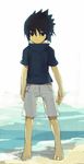  artist_request barefoot beach full_body lowres male_focus naruto outdoors solo uchiha_sasuke 
