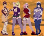  4girls artist_request breasts center_opening cleavage cop cosplay fetish haruno_sakura hyuuga_hinata large_breasts maid multiple_girls naruto nightstick nurse pink_hair police police_officer school_uniform tenten uniform uniforms yamanaka_ino 