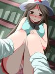  1girl blue_(pokemon) blush fingering leaf_(pokemon) masturbation nintendo pokemon pussy solo tears uncensored 