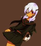  blue_hair child dark_skin eyepatch inazuma_eleven inazuma_eleven_(series) male male_focus red_eyes sakuma_jirou school_uniform shota trap white_hair 