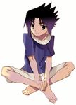  1boy artist_request barefoot feet foot full_body lowres male male_feet male_focus naruto simple_background solo toes uchiha_sasuke white_background 