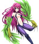  1girl breasts cleavage duel_monster green_eyes green_wings harpie_lady harpy korican monster_(yugioh) monster_girl purple_hair smile solo wings yu-gi-oh! 