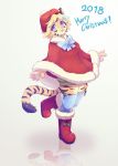  1girl boots christmas_clothes christmas_hat fu-chan furry hanadaiteol open_mouth santa_boots smile solo tiger 