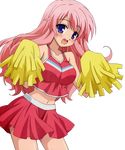  1girl baka_to_test_to_shoukanjuu blush breasts cheerleader dress highres himeji_mizuki legs long_hair midriff miniskirt open_mouth pink_hair pom_poms poms_poms render short_dress skirt smile solo thighs 