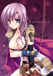  blue_eyes blush breasts cape final_fantasy final_fantasy_xiii fingerless_gloves gloves hasegawa_yukino large_breasts lightning_farron long_hair lowres pink_hair solo thigh_strap 
