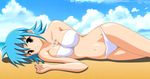  beach beet_the_vandel_buster bikini blue_hair bouken_ou_beet breasts cleavage cleveage erect_nipples poala swimsuit tattoo 