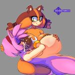  absurd_res amy_rose breastfeeding crossman hi_res inflation milk sega sonic_boom sonic_the_hedgehog_(series) sticks_the_jungle_badger 