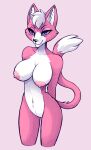  2022 absurd_res anthro areola big_breasts black_nose blue_eyes breasts domestic_cat felid feline felis female fur hair hands_behind_back hi_res katt_monroe mammal multicolored_body multicolored_fur naaraskettu navel nintendo nipples nude pink_areola pink_body pink_fur pink_nipples solo star_fox two_tone_body two_tone_fur white_body white_fur white_hair 