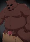  2022 anthro bear belly big_belly blush bodily_fluids canid canine duo erection genitals hi_res humanoid_genitalia humanoid_hands humanoid_penis kemono kick_(artist) male mammal moobs navel nipples overweight overweight_male penis sweat 