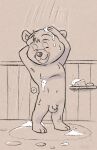  3_toes 4_fingers animal_humanoid anthro balls bear corgi_(artist) disney feet fingers genitals gruffi_gummi gummi_bears humanoid male mammal mammal_humanoid navel nude penis shower showering soap solo toes ursid_humanoid ursine ursine_humanoid water 