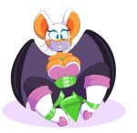 2022 anthro bat bdsm big_breasts big_ears bondage boots bound bound_and_gagged breasts chaos_emerald cleavage clothed clothing damsel digital_drawing_(artwork) digital_media_(artwork) eyelashes female footwear gag gagged green_eyes hair hi_res mammal rouge_the_bat sega simple_background sitting smile solo sonic_the_hedgehog_(series) tan_body tan_skin tape tape_gag tempson white_background white_hair wings 