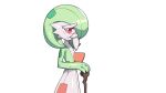  2022 3_fingers drunk_oak eyebrows fingers gardevoir generation_3_pokemon green_fingers green_hair hair hair_over_eye hi_res iris looking_at_viewer nintendo one_eye_obstructed pokemon pokemon_(species) pupils red_eyes solo thick_eyebrows white_body 