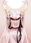  1boy absurdres antlers black_hair dark-skinned_male dark_skin frown gold highres long_hair looking_at_viewer male_focus mouth_veil original red_eyes solo veil yau5531 