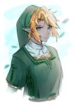  1boy bangs blonde_hair blue_eyes cyomotaya earrings hat highres jewelry layered_sleeves link long_sleeves looking_at_viewer male_focus parted_bangs pointy_ears short_hair short_over_long_sleeves short_sleeves the_legend_of_zelda the_legend_of_zelda:_twilight_princess tunic 