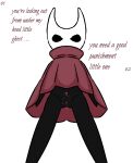  bodily_fluids female first_person_view genital_fluids genitals hi_res hollow_knight honeyu hood hornet_(hollow_knight) male male/female protagonist_(hollow_knight) pussy pussy_juice solo tagme team_cherry text 