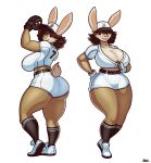  anthro ball baseball_(ball) baseball_cap baseball_glove baseball_uniform big_breasts big_butt blazbaros breasts butt cleavage clothed clothing curvy_figure female fingerless_gloves footwear fully_clothed fur gloves handwear hat headgear headwear hi_res knee_highs knee_socks lagomorph legwear leporid mammal rabbit shows simple_background smile socks solo sportswear tan_body tan_fur thick_thighs uniform voluptuous white_background 