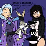 2012 alternate_species angry anthro bugs_bunny clothed clothing crossover dc_comics dialogue digital_drawing_(artwork) digital_media_(artwork) disney dreamworks_smirk english_text female flat_colors friendship_is_magic group hasbro hat headgear headwear human humanized lagomorph leotard leporid looking_at_another looney_tunes magic_trick magical_girl_outfit magician male mammal megasweet my_little_pony oswald_the_lucky_rabbit purple_background rabbit simple_background smug text top_hat trixie_(mlp) unimpressed warner_brothers wizard_hat zatanna 