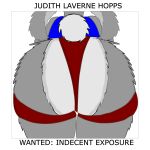  andromorph anthro bent_over bottomwear clothing disney female fur garter_straps grey_body grey_fur hi_res intersex judy_hopps lagomorph leporid mammal pants police_uniform rabbit rabbit_ears raised_tail red_clothing scut_tail short_tail solo tail_tuft the_good_guy_two thong tuft underwear uniform wanted_poster young zootopia 
