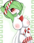 2022 areola bdsm big_breasts blush bondage bound breasts candy candy_cane christmas convenient_censorship dessert embarrassed english_text female food gardevoir generation_3_pokemon green_hair hair hands_behind_head hi_res himimi holidays huge_breasts humanoid inverted_nipples legs_tied looking_at_viewer nintendo nipples not_furry one_eye_obstructed pink_areola pokemon pokemon_(species) pseudo_clothing red_eyes ribbon_bondage ribbons small_waist solo text white_body white_skin 