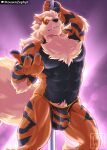  2022 abs anthro anthrofied arcanine armpit_hair beckoning bedroom_eyes biceps big_bulge big_muscles body_hair bulge canid canine chest_tuft claws clothed clothing detailed_bulge eyebrows fangs finger_claws fur generation_1_pokemon gesture hi_res kousen leg_tuft looking_at_viewer male mammal mane muscular muscular_anthro muscular_male narrowed_eyes navel nintendo nipples obliques pawpads pecs pokemon pokemon_(species) pokemorph pole portrait pubes quads red_eyes seductive sharp_teeth simple_background solo standing stripper_pole teeth thong three-quarter_portrait topless topless_anthro topless_male triceps tuft underwear white_background 