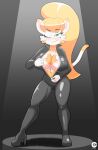  absurd_res anthro breasts clothing cranebear domestic_cat felid feline felis female hi_res jessica_young_melis mammal pinup pose rubber rubber_clothing rubber_suit solo 