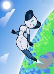  absurd_res blue_body blue_eyes cloud cloudscape flying girly hi_res humanoid machine male rexon02 robot robot_humanoid robotboy robotboy_(character) sky solo 