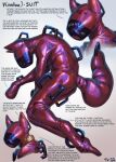  ambiguous_gender anthro bdsm bondage bound canid canine clothing contraption_concept english_text fox hi_res latex liam_(tempestus_vulpis) mammal red_light_dreams rubber rubber_clothing rubber_suit solo tempestus_vulpis text voodoo_suit 