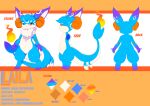  absurd_res anthro blue_eyes chest_tuft exotic_species fire fish_tail fishcat hi_res inner_ear_fluff laila_zephyrine male model_sheet orange_eyes plushcrochet slim solo tuft unusual_anatomy unusual_tail 