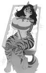  2022 absurd_res black_hair digital_media_(artwork) domestic_cat felid feline felis female hair hi_res mammal monochrome simple_background smile solo taurusart white_background 