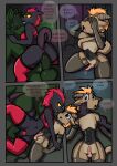  anthro chastity_cage chastity_device clothed clothing comic crossdressing dancing dragon duo girly gynomorph hi_res husdur intersex kherry kobold male 