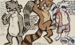  anthro artist_name blush bottomwear brown_body brown_fur cartoon_network clothed clothing digital_media_(artwork) english_text facial_markings feathers fur gesture head_markings jacket male male_anthro mammal markings mask_(marking) multiple_poses notes nude nude_anthro nude_male open_clothing open_jacket open_mouth open_topwear pointing pointing_at_self pose procyonid profanity raccoon raccoon_tail regular_show rigby_(regular_show) short short_anthro short_male shorts simple_background sketch solo standing starmanshine tail_feathers tan_background teeth teeth_showing text thought_bubble topwear 