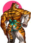  anthro clothed clothing felid fur hi_res looking_back male mammal muscular muscular_anthro muscular_male pantherine partially_clothed pawpads solo striped_body striped_fur stripes tiger traver009 