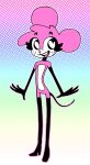  &lt;3 &lt;3_eyes anthro bubbles_(rexon02) clothing freckles hi_res legwear male mammal mouse multicolored_body murid murine pink_body rexon02 rodent simple_background slim solo standing thigh_highs two_tone_body 