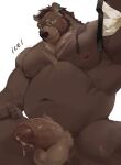  2022 anthro balls bear belly biceps bodily_fluids braided_hair clothing dripping ear_piercing erection foreskin genital_fluids genitals glans green_eyes hair hi_res holding_jockstrap holding_object icelernd jockstrap licking licking_lips male mammal manly markings musclegut muscular muscular_arms muscular_thighs navel nipples nude obliques pecs penis piercing precum precum_drip pubes simple_background slightly_chubby solo spread_legs spreading tongue tongue_out tribal tribal_markings triceps underwear vein veiny_penis white_background 