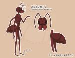  4_arms ant antennae_(anatomy) anthro antonio_(flashquatsch) arthropod arthropod_abdomen flashquatsch hymenopteran insect male mandibles model_sheet multi_arm multi_limb simple_background solo 