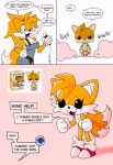  absurd_res action_figure anthro black_eyes blush comic crossgender dialogue doll dwarfism english_text female fix flat_chested funko_pop! hi_res miles_prower nipples ponporio_(artist) profanity sega solo sonic_the_hedgehog_(series) text transformation 