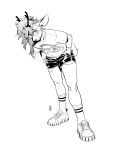  2022 3:4 absurd_res anthro antlers bottomwear cckatoo clothing deer eyewear footwear glasses hair hands_in_both_pockets hi_res horn hotpants male mammal monochrome plantigrade round_glasses shirt shoes shorts simple_background sneakers socks solo standing topwear white_background 