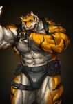  anthro clothed clothing felid fur hi_res licking male mammal muscular muscular_anthro muscular_male pantherine partially_clothed solo striped_body striped_fur stripes tiger tongue tongue_out traver009 vein veiny_muscles 