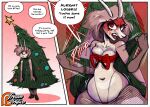  accessory angry antlers bdsm belly blush bondage bound bow_(feature) bow_accessory bow_ribbon breasts bulging_breasts christmas christmas_clothing christmas_tree chubby_female cleavage cleavage_overflow clothed clothing comic comic_panel deer dialogue digital_media_(artwork) english_text female frozenartifice fur gift_wrapped hair hi_res holidays horn jackalope lagomorph legwear leporid mammal navel open_mouth plant rabbit ribbon_bondage ribbons simple_background size_difference slightly_chubby small_breasts smaller_female speech_bubble text thick_thighs tight_clothing tight_fit torn_clothing tree tsundere wide_hips 