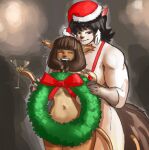  2017 4_fingers ankama anthro bent_arm beverage bikini black_eyebrows black_eyelashes black_hair black_nose bow_(feature) bow_ribbon breasts brown_body brown_eyes brown_fur brown_hair brown_nose brown_tail christmas christmas_clothing christmas_headwear christmas_wreath closed_smile clothed clothing container convenient_censorship crossover cup digital_media_(artwork) dofus domestic_cat drinking_glass drunk duo ear_tuft ecaflip eyebrows eyelashes eyes_closed felid felina_feral feline felis female fingers fluffy fluffy_tail front_view fur fur_tuft glass glass_container glass_cup glistening glistening_ears glistening_eyes hair hanna-barbera hat head_tilt headgear headwear holding_beverage holding_glass holding_object holding_wreath holidays larger_female laugh long_hair looking_at_viewer mammal medium_breasts miranda_(wakfu) mouth_closed multicolored_hair muscular muscular_anthro muscular_arms muscular_female navel necrolepsy nude open_mouth open_smile prick_ears red_bikini red_bow red_clothing red_hat red_headwear red_swimwear santa_hat shadow size_difference sling_bikini smaller_female smile smiling_at_viewer standing substance_intoxication swat_kats swimwear tan_body teeth thick_thighs tuft two_tone_hair wakfu white_hair wide_hips wreath 