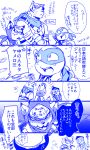  alopex_(tmnt_2012) angry anthro bandanna blue_and_white brother brother_and_sister bunrai canid canine clothed clothing doraemon doraemon_(character) felid female fox group growling imminent_violence japanese_text kama_(weapon) kerchief kokeka_ki leonardo_(tmnt) male mammal monochrome ninja_suit pantherine reptile scalie scarf sibling sister teenage_mutant_ninja_turtles teenage_mutant_ninja_turtles_(2012) text tiger tiger_claw translation_request trio turtle 