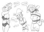  2018 anthro anthrofied antlers arizona_cow_(tfh) artist_name bdsm bloomers bodily_fluids bondage bottomwear bound bovid bovine bow_bra boy_shorts bra breasts capreoline caprine cattle cloth_gag clothing crop_top deer dialogue distressed domestic_sheep female frilly frilly_bra frilly_clothing frilly_panties frilly_underwear gag graphite_(artwork) group hair hand_behind_back hi_res horn lace lace_bra lace_panties limpurtikles mammal monochrome muffled panties pencil_(artwork) pom_(tfh) reindeer restraints rope rope_bondage sheep shirt signature simple_background strapless_bra strapless_clothing strapless_underwear submissive submissive_female sweat sweatdrop them&#039;s_fightin&#039;_herds topwear traditional_media_(artwork) training_bra trio underwear velvet_reindeer_(tfh) white_background 