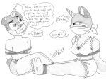  2018 annoyed anthro anthrofied bdsm bloomers bondage bottomwear bound bound_and_gagged canid canine canis cloth_gag clothed clothing damsel_in_distress domestic_cat domestic_dog duo english_text felid feline felis female frilly frilly_clothing frilly_underwear gag gagged graphite_(artwork) greyscale hi_res limpurtikles male mammal monochrome pencil_(artwork) puppycorn restraints rope rope_bondage signature tape tape_gag text the_lego_movie topless topless_anthro topless_male traditional_media_(artwork) underwear unikitty unikitty! 