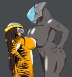  2021 5_fingers abs absurd_res alien alien_humanoid armor barely_visible_genitalia barely_visible_pussy big_breasts breast_size_difference breast_squish breasts breasts_frottage butt clothing colored comparing comparing_breasts curved_edge_(tbkaltoria) digital_drawing_(artwork) digital_media_(artwork) dreadlock_cuffs duo female female/female fingers flat_colors genitals glistening glistening_armor glistening_body glistening_breasts glistening_headgear glistening_helmet grey_background grey_body halo_(series) headgear headgear_only headwear headwear_only helmet helmet_only hi_res huge_breasts humanoid markings mask mask_only microsoft mostly_nude muscular muscular_female muscular_humanoid nails non-mammal_breasts not_furry nude orange_body portrait predator_(franchise) pussy sangheili shaded sharp_nails simple_background simple_shading size_difference squish striped_body striped_markings stripes tbkaltoria thick_thighs three-quarter_portrait wide_hips xbox_game_studios yautja 